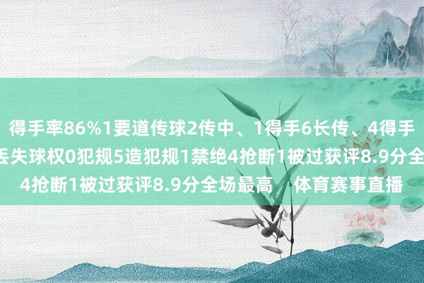 得手率86%1要道传球2传中、1得手6长传、4得手23扞拒、