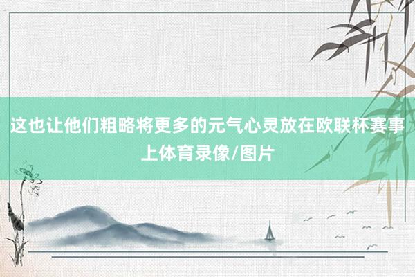 这也让他们粗略将更多的元气心灵放在欧联杯赛事上体育录像/图片