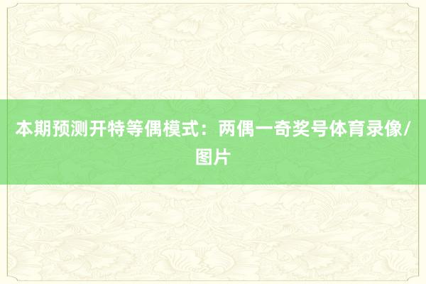 本期预测开特等偶模式：两偶一奇奖号体育录像/图片