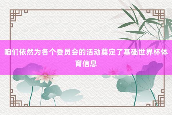 咱们依然为各个委员会的活动奠定了基础世界杯体育信息