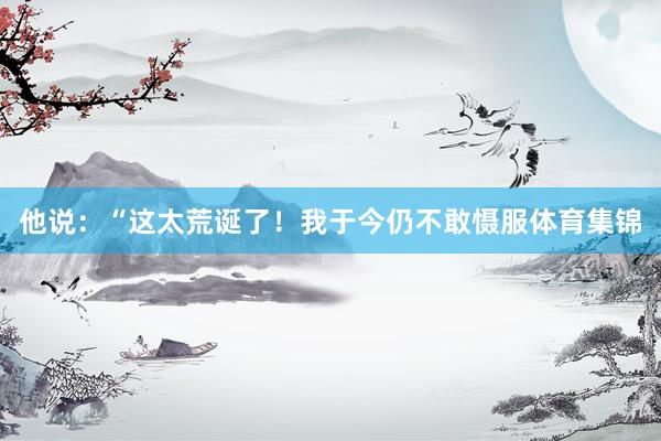 他说：“这太荒诞了！我于今仍不敢慑服体育集锦