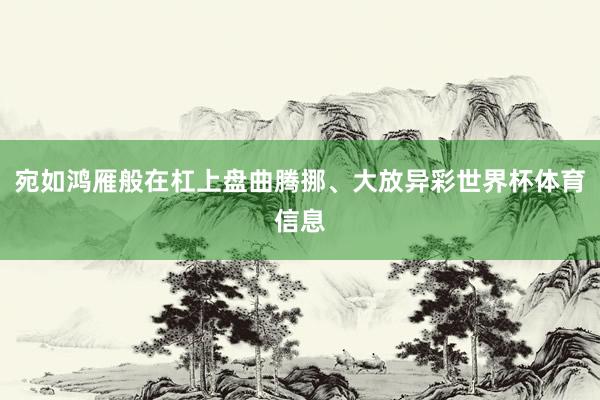 宛如鸿雁般在杠上盘曲腾挪、大放异彩世界杯体育信息