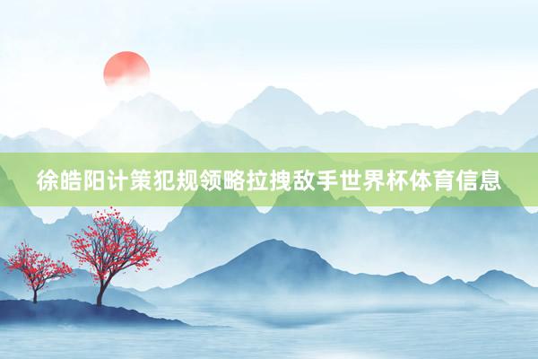 徐皓阳计策犯规领略拉拽敌手世界杯体育信息