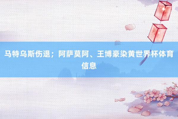 马特乌斯伤退；阿萨莫阿、王博豪染黄世界杯体育信息