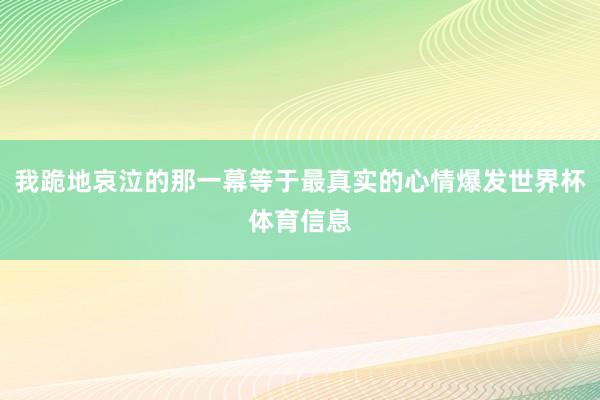 我跪地哀泣的那一幕等于最真实的心情爆发世界杯体育信息