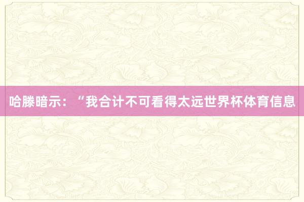 哈滕暗示：“我合计不可看得太远世界杯体育信息