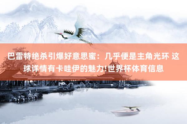 巴雷特绝杀引爆好意思蜜：几乎便是主角光环 这球详情有卡哇伊的魅力!世界杯体育信息