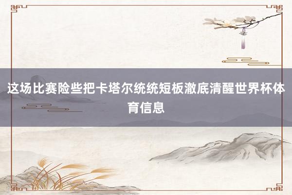 这场比赛险些把卡塔尔统统短板澈底清醒世界杯体育信息